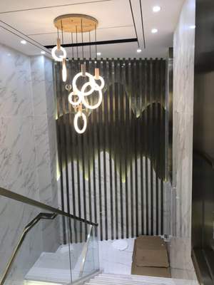 Anillos de acrílico de hierro de madera nórdico LED, lámpara LED DIY, luz LED, luces colgantes, lámpara colgante, luz colgante para vestíbulo de comedor