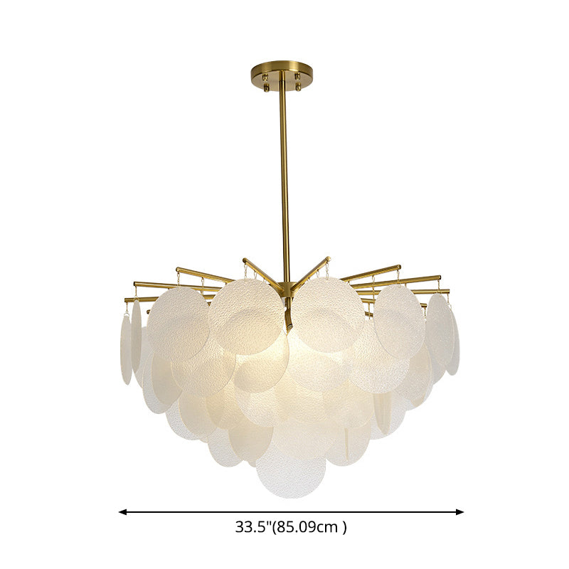 Skyla - Lampadario a sospensione moderna per sala da pranzo a dischi a strati in ottone-bianco