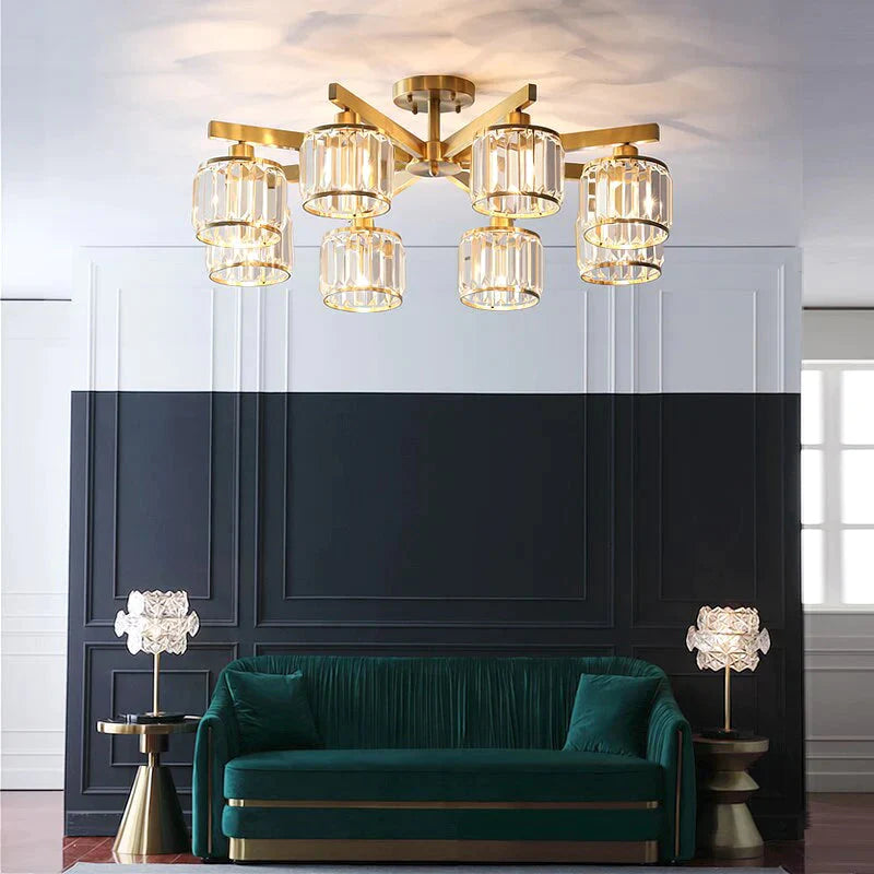 Luces de techo de cristal para dormitorio, lámpara de cobre de diseño moderno, lámpara Led para comedor, lámpara de techo para cocina, Lustre de cristal para sala de estar