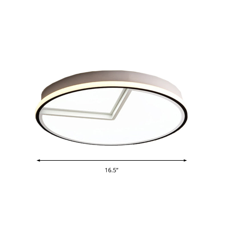 White Acrylic Minimal Round Flush Ceiling Lamp - 16.5
