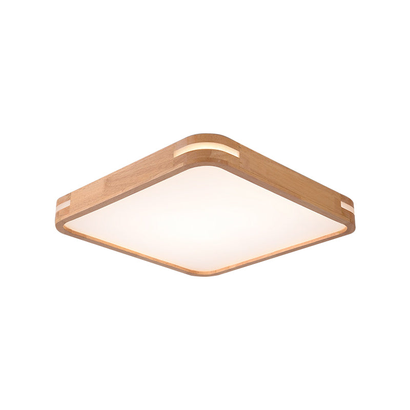 Modern Wood Beige LED Flush Mount Ceiling Light in White/Warm/Natural | Multiple Width Options