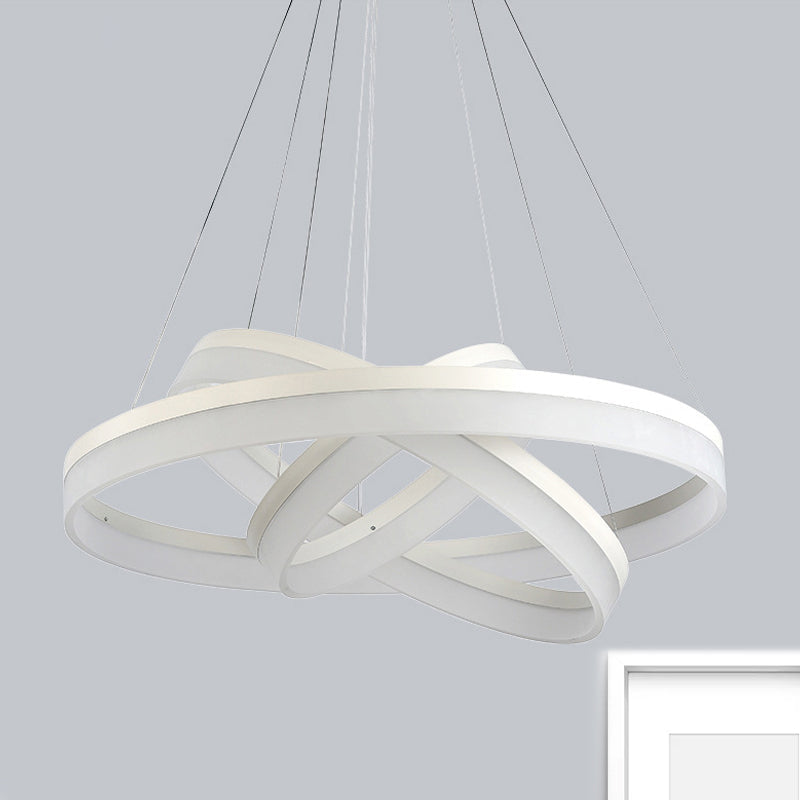Modern Round LED Chandelier Pendant - Acrylic 1/2/3-Light Ceiling Light Fixture in Black/White/Gold - Warm/White Light