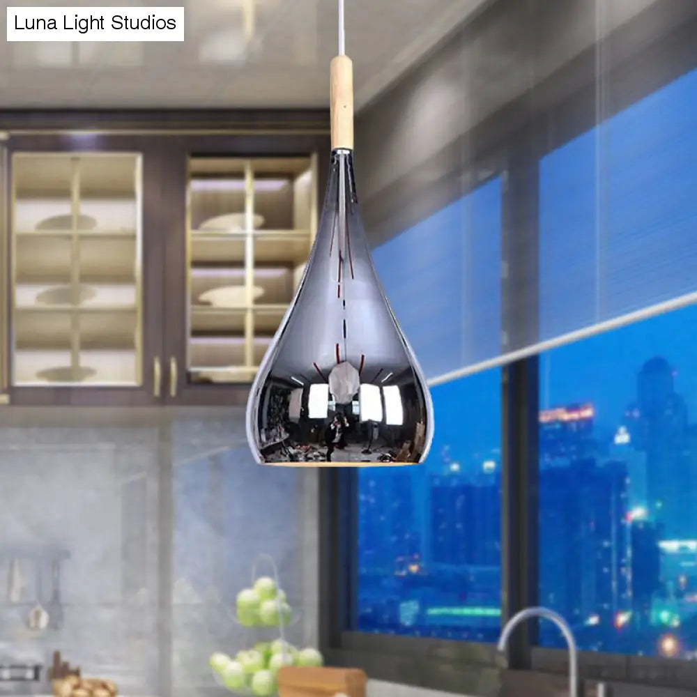 Lampada a sospensione a goccia Lampada da soffitto moderna in metallo cromato/oro rosa per cucina