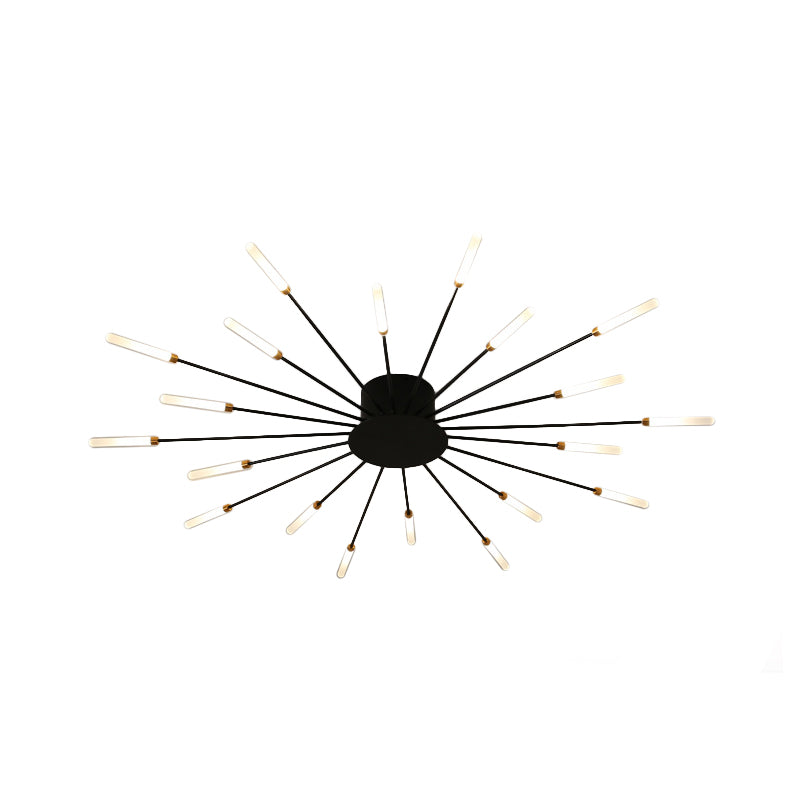 Lámpara de techo contemporánea negra/dorada con LED acrílico para dormitorio - Montaje semiempotrado (12/18/28 luces)