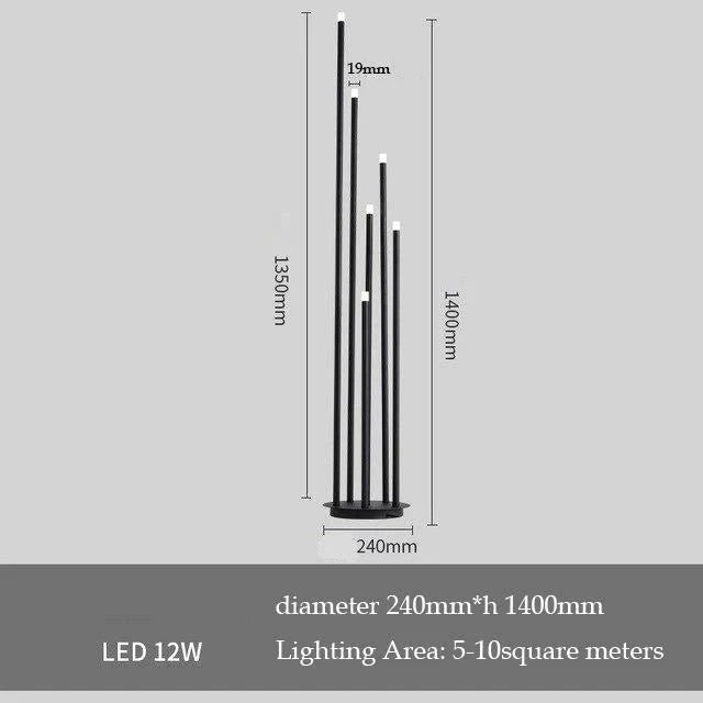 Moderne simple personnalité noir multi-tête lampadaire LED branche lampe sur pied salon lampe de lecture chambre chevet lampadaire