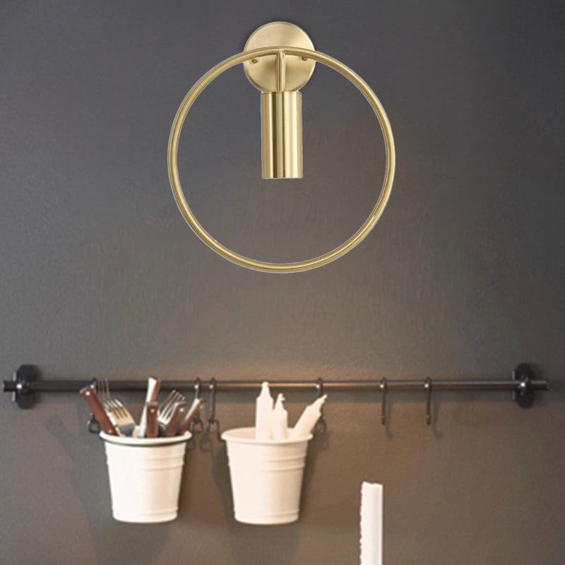 Nordic Ring Metal Sconce Light Fixture - 1 Light Wall Lamp in Black/Gold for Bedroom, 11