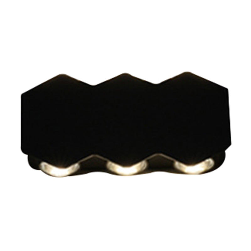 Nordic Metallic Mini Wandlamp - Ellips/Curve/Honingraat Design - 4/6-Lamp LED Wall Washer Sconce in Zwart voor Gangen