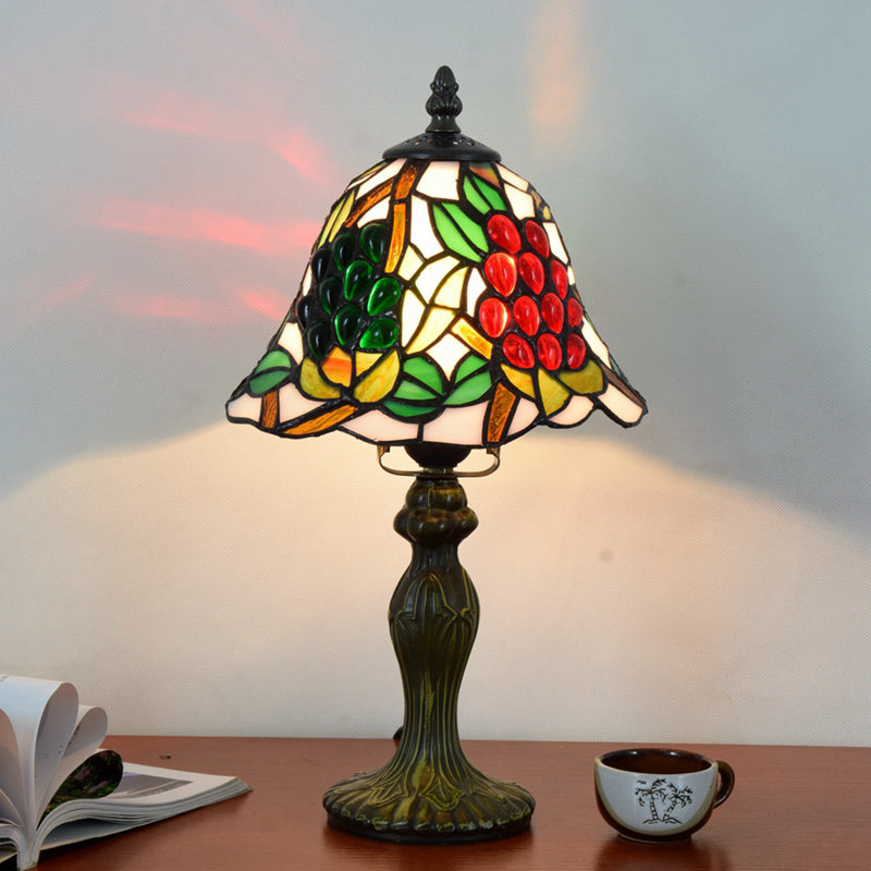 Stained Art Glass Dome Table Lamp - Unique Nightstand Lighting for Living Room Décor