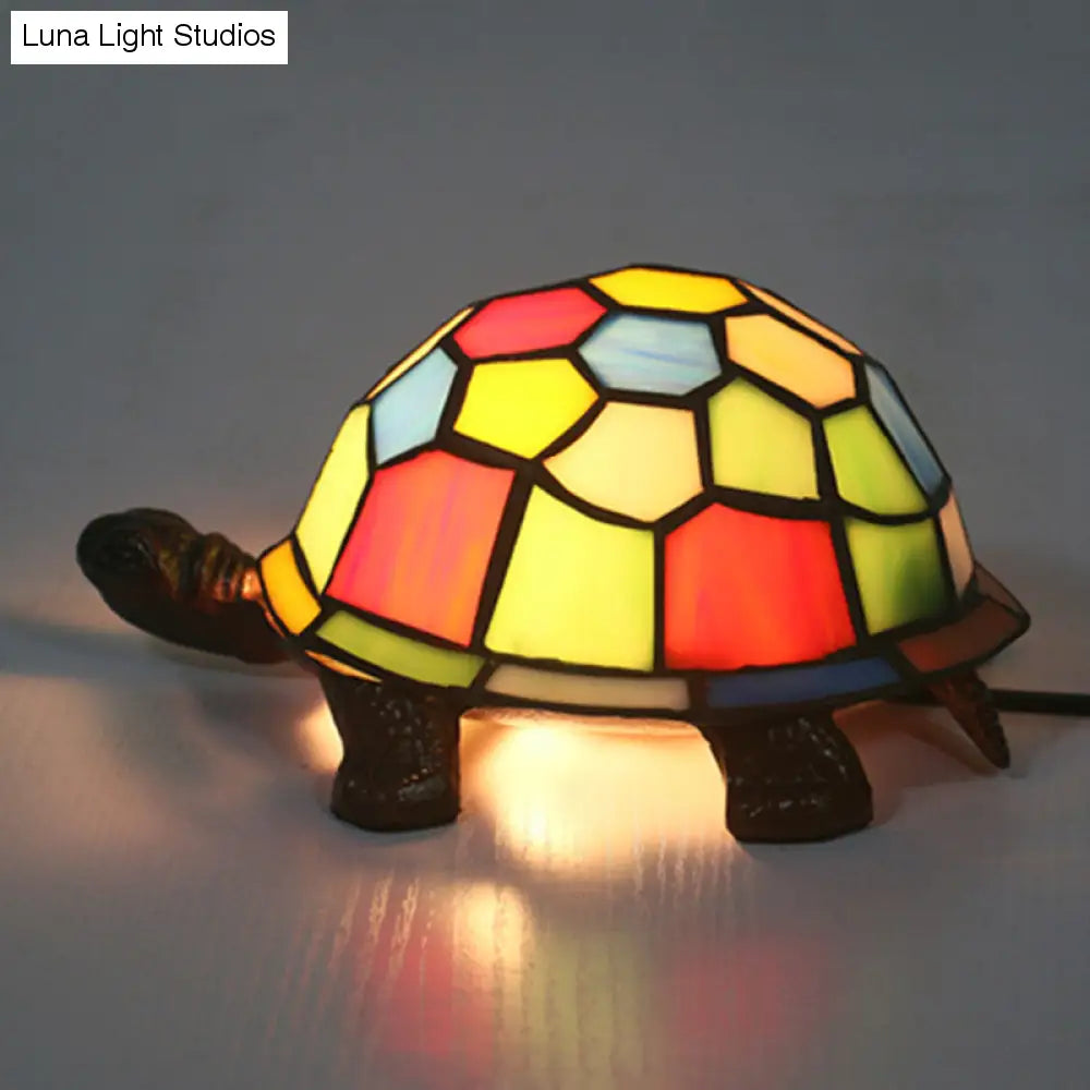 Adorable Turtle Table Lamp: Baroque Stained Glass Night Light for Kids Bedroom