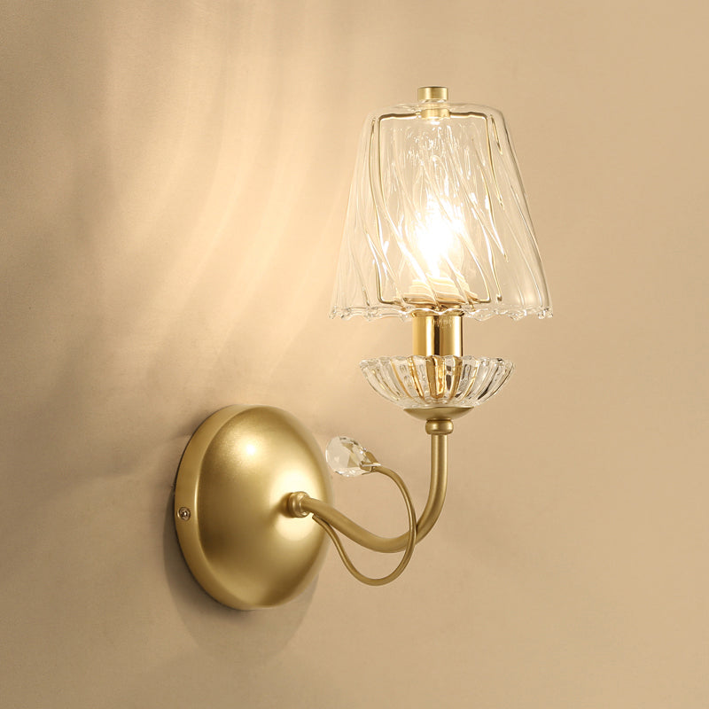 Modern Glass Conical Sconce: Gold Wall Mounted Lamp for Great Rooms