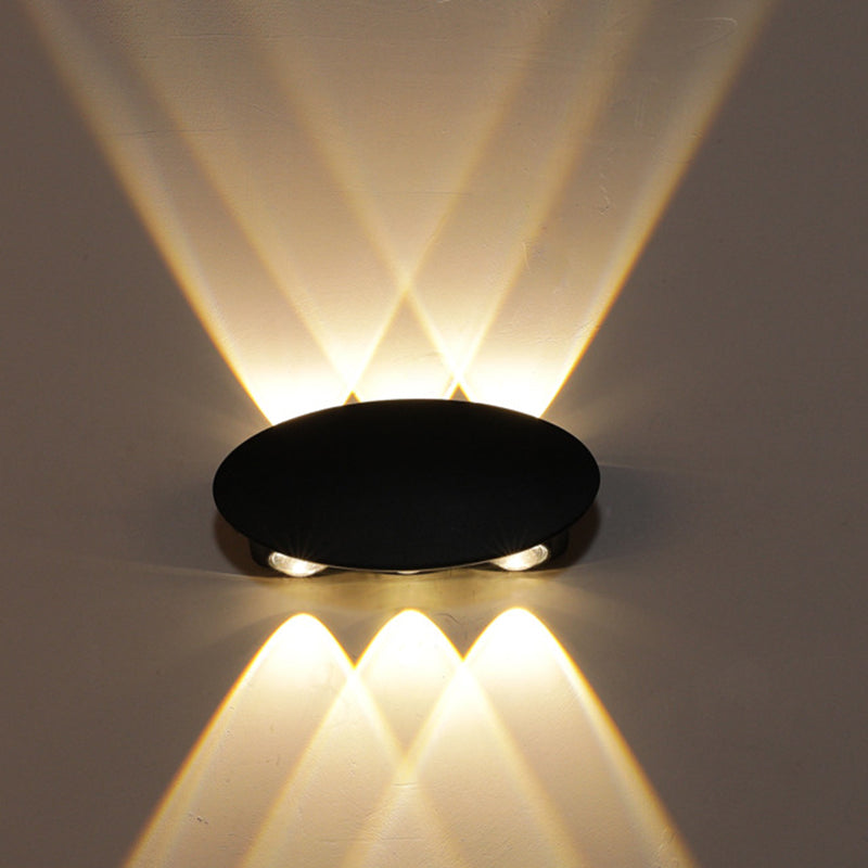 Nordic Metallic Mini Wandlamp - Ellips/Curve/Honingraat Design - 4/6-Lamp LED Wall Washer Sconce in Zwart voor Gangen