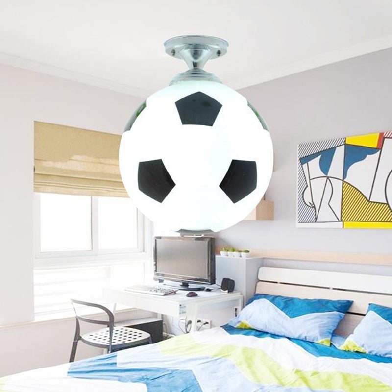 Kids' Football Ceiling Mounted Fixture - Close to Ceiling Lighting for Bedroom with Glass Style