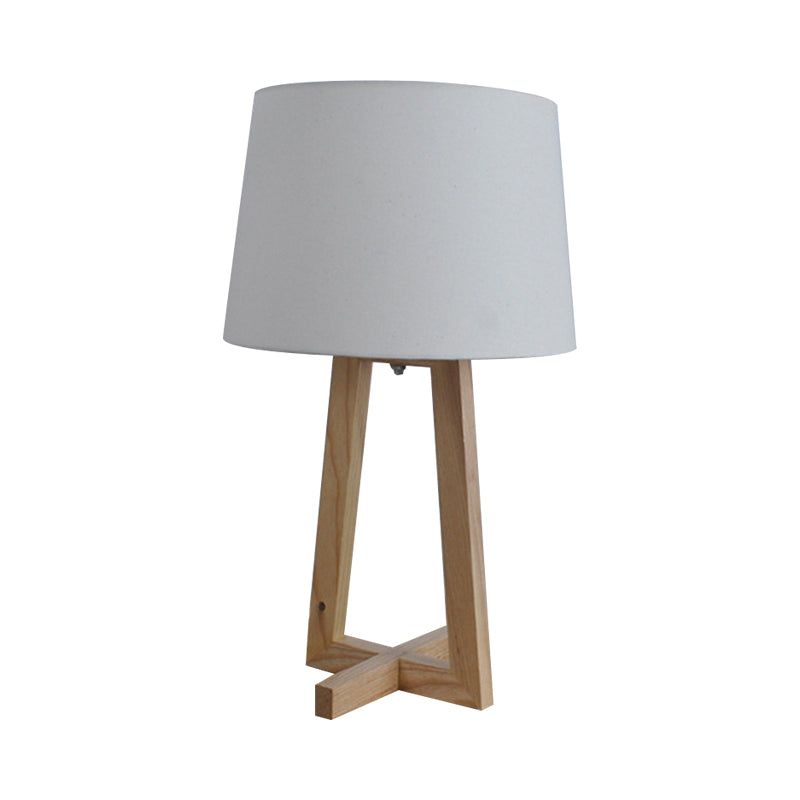 Lampe de table de nuit minimaliste en tissu pour chambre d'enfant – 1 tête, lampe de chevet en bois à 2 pieds