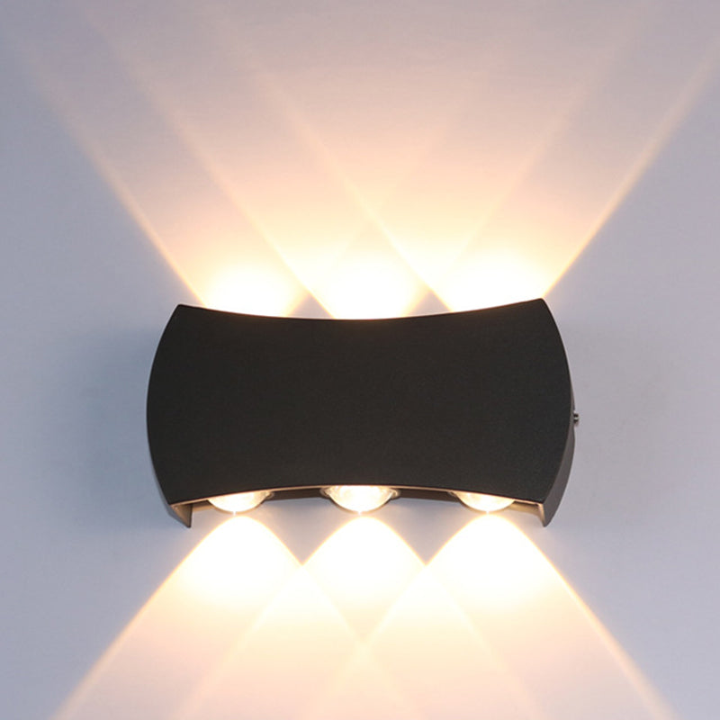 Nordic Metallic Mini Wandlamp - Ellips/Curve/Honingraat Design - 4/6-Lamp LED Wall Washer Sconce in Zwart voor Gangen