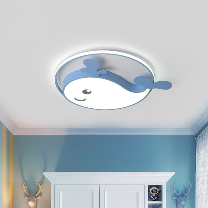 Kids Acrylic Whale Flush Mount Ceiling Light for Bedroom