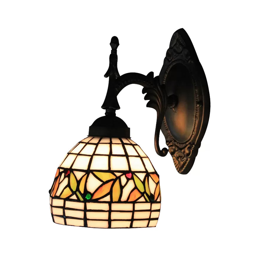 Rustieke Tiffany wandgemonteerde bloemlamp - veelkleurig voor gangen