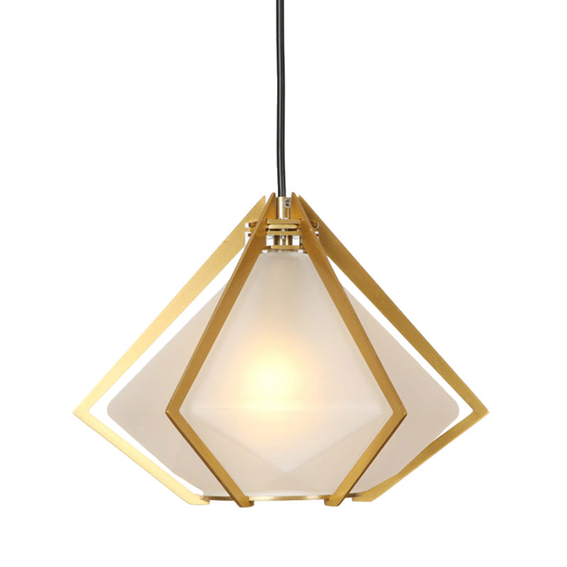 Modern Diamond Office Pendant Light, Green/White Glass, 5