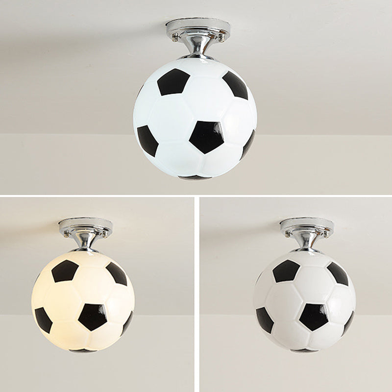 Kids' Football Ceiling Mounted Fixture - Close to Ceiling Lighting for Bedroom with Glass Style
