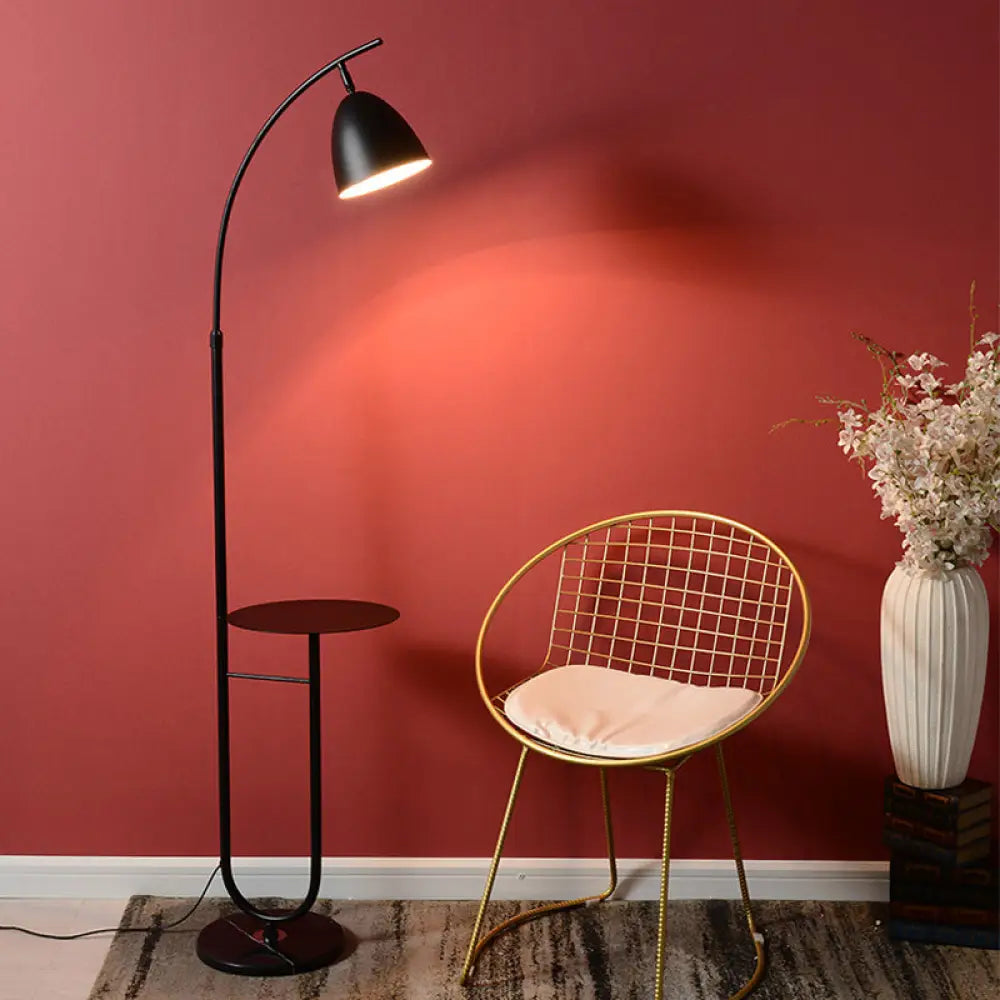 Nordic Bell Shade Floor Lamp with Marble Base - Metallic Finish, Perfect for Living Room - 1 Bulb