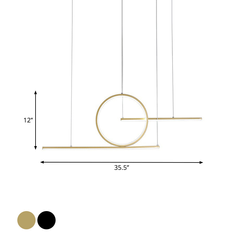 Modern Geometric LED Pendant Light in Black/Gold, Warm/White Illumination - Ideal for Kitchen, Landscape, and Island Lighting