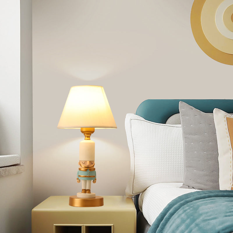 Kids Soldier Bedside Lamp: Resin Nightstand with Shade, Table Lighting (1 Bulb)