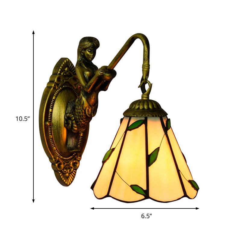 Tiffany Lily Blue/Yellow Glass Wall Sconce for Hallway - Elegant Head Mounted Light Fixture