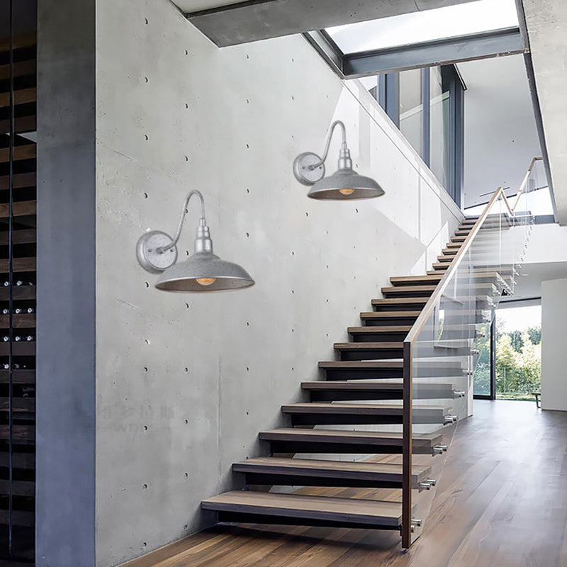 Industrial Silver Metal Outdoor Wall Sconce - 10