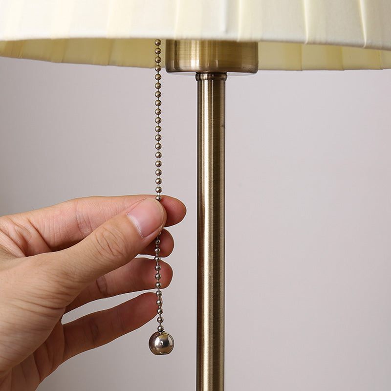 Pleated Empire Shade Table Lamp with Pull Chain - Elegant Bedroom Nightstand Light