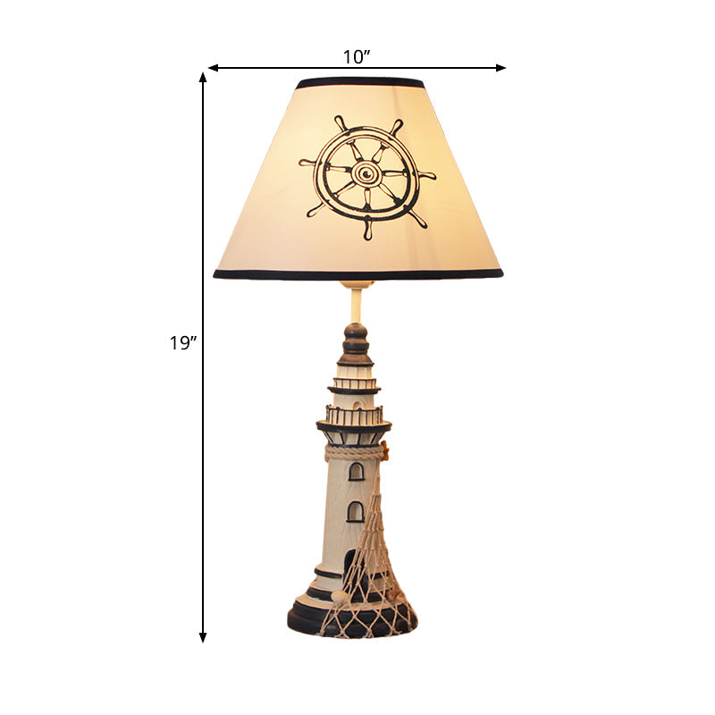 Lampe de table en résine pour enfants – Veilleuse phare rouge/bleu foncé avec télécommande et variateur d'intensité