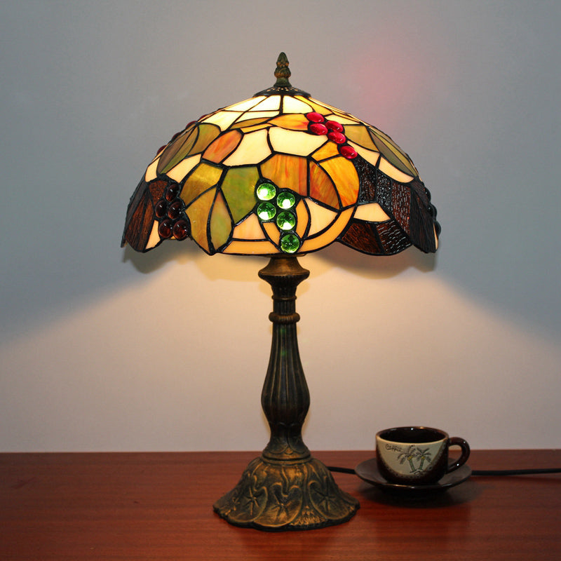 Decorative Stained Glass Dome Shade Table Lamp for Living Room - Nightstand Light
