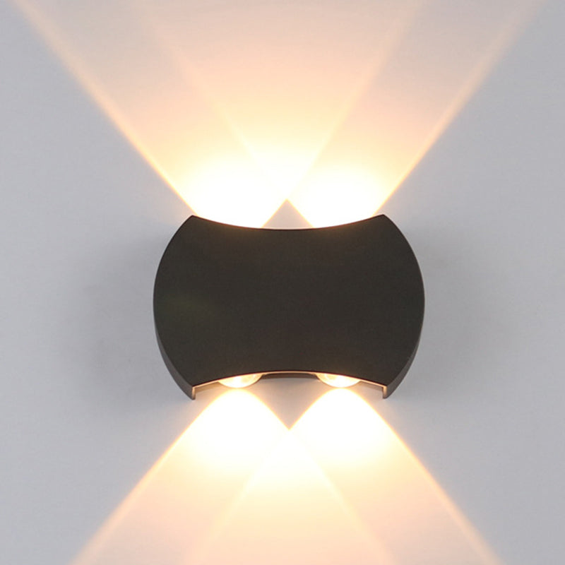 Nordic Metallic Mini Wandlamp - Ellips/Curve/Honingraat Design - 4/6-Lamp LED Wall Washer Sconce in Zwart voor Gangen