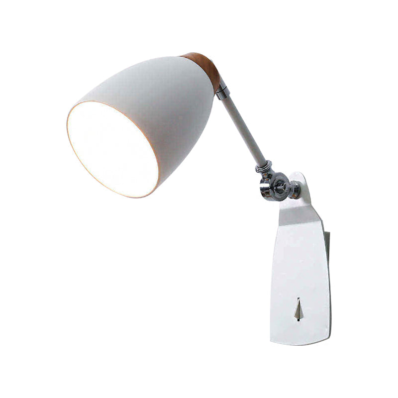 Lampada da parete minimalista affusolata in bianco e nero con interruttore, ideale per lo studio