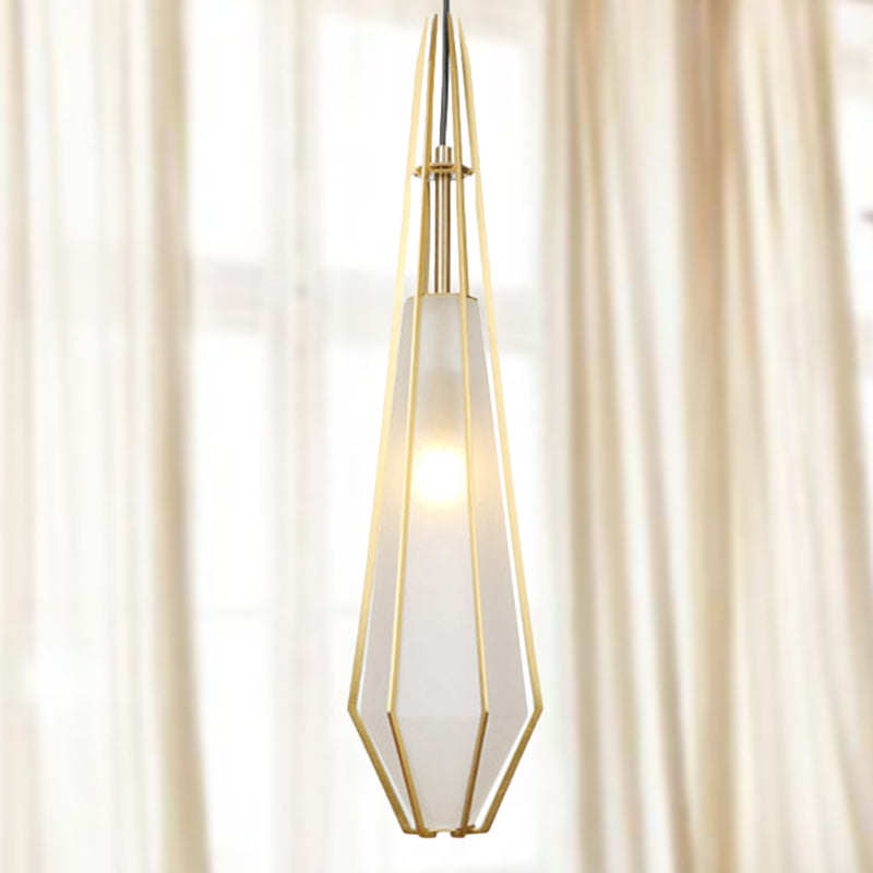 Modern Diamond Office Pendant Light, Green/White Glass, 5