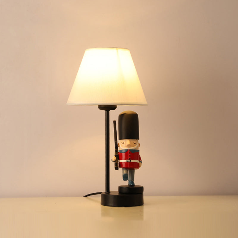 Kids Soldier Bedside Lamp: Resin Nightstand with Shade, Table Lighting (1 Bulb)