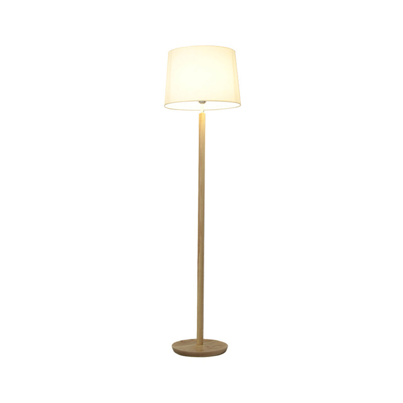Lámpara de pie Simplicity Drum Sala de estudio de 1 luz en tela de madera