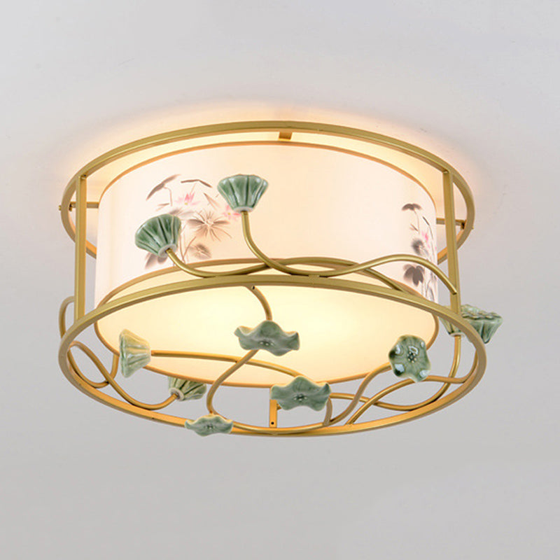 Classic White Flush Mount Bedroom Ceiling Light - 19.5