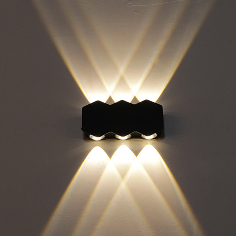 Nordic Metallic Mini Wandlamp - Ellips/Curve/Honingraat Design - 4/6-Lamp LED Wall Washer Sconce in Zwart voor Gangen