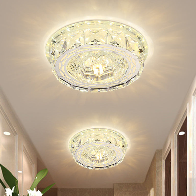 Modern Mini LED Ceiling Flush Mount Light with Clear Crystal for Hallway