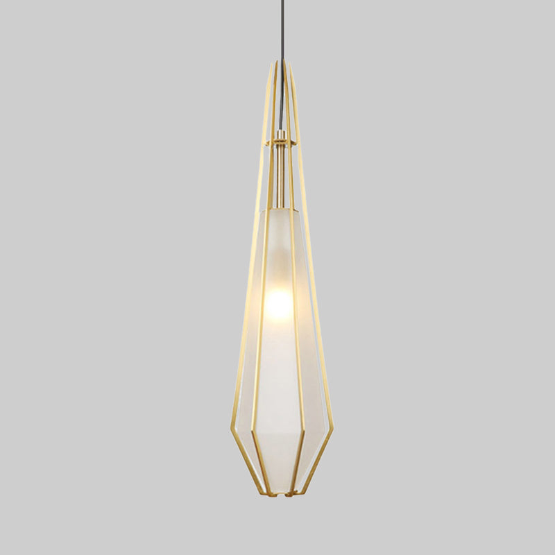 Modern Diamond Office Pendant Light, Green/White Glass, 5