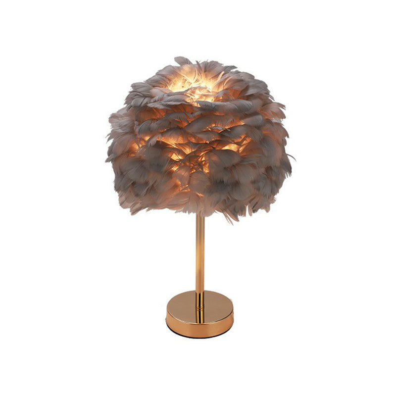 Nordic Style Feather Nightstand Lamp - 1-Light Living Room Table Light