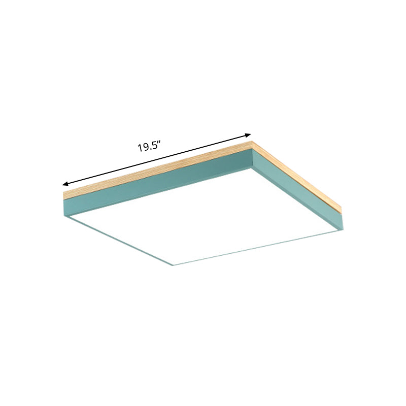 Acrylic LED Ceiling Light for Baby Room & Hallway - Macaron Loft Square Flush Lamp
