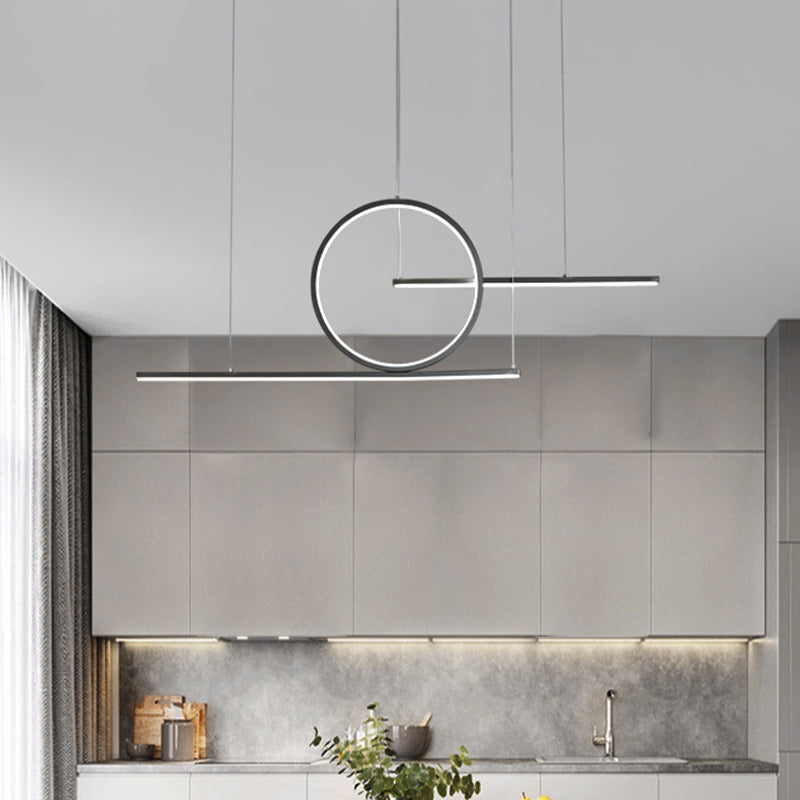 Modern Geometric LED Pendant Light in Black/Gold, Warm/White Illumination - Ideal for Kitchen, Landscape, and Island Lighting