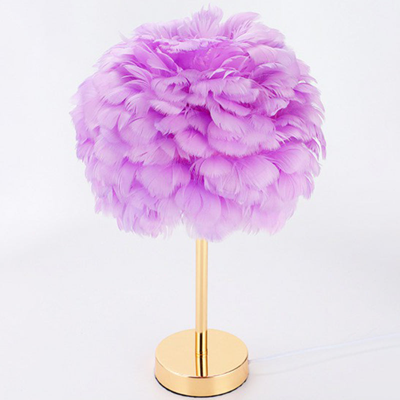 Nordic Style Feather Nightstand Lamp - 1-Light Living Room Table Light