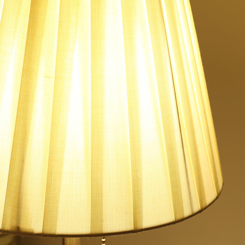 Pleated Empire Shade Table Lamp with Pull Chain - Elegant Bedroom Nightstand Light