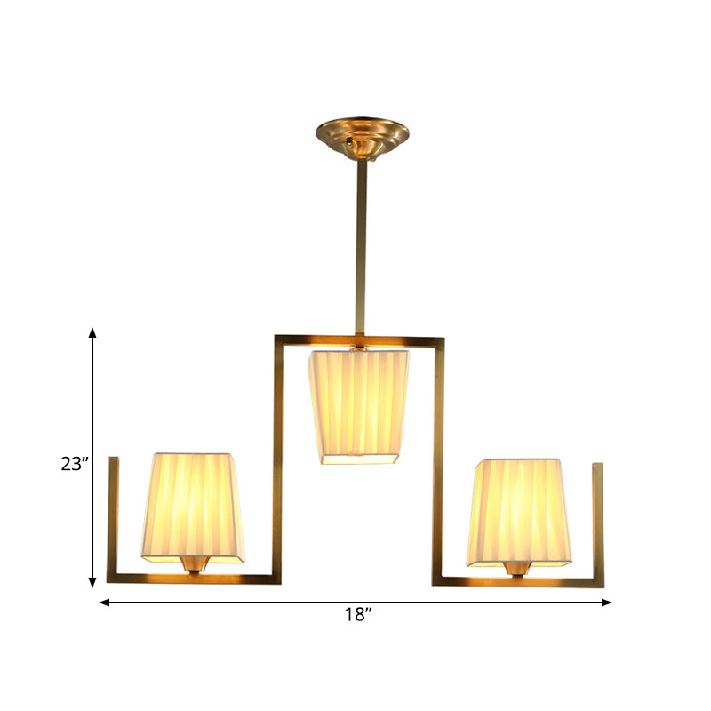 Classic Brass Island Pendant Light Kit with Rectangle Fabric Shade - 3 Lights Dining Room Lighting