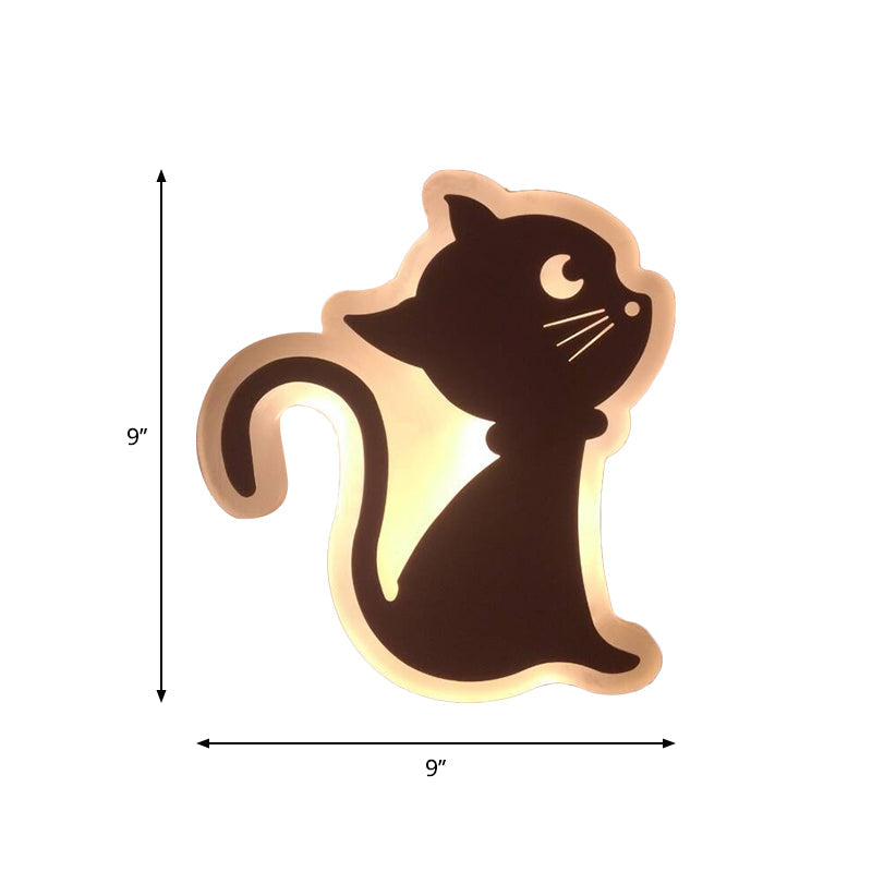 Applique murale LED à encastrer avec motif pomme/feuille/chat pour enfants – Petite applique murale en acrylique pour chambre d'enfant en blanc