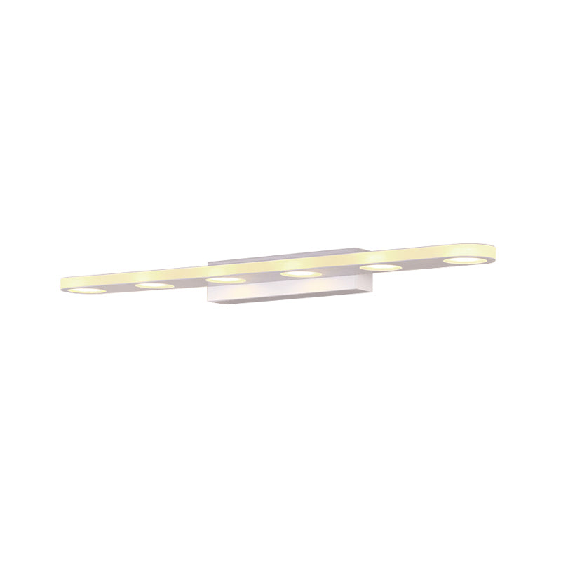 Oblong Bathroom LED Vanity Light Acrylic 4/6 Lights Simplicity Wall Mounted Mirror Lighting in Warm/White