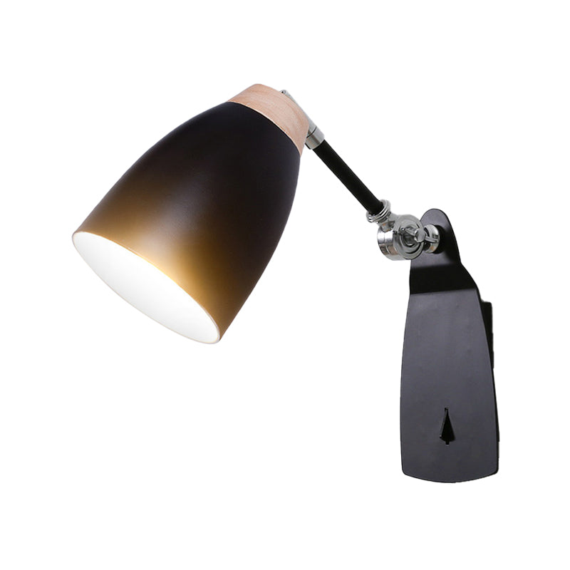 Lampada da parete minimalista affusolata in bianco e nero con interruttore, ideale per lo studio