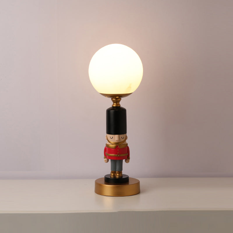 Kids Soldier Bedside Lamp: Resin Nightstand with Shade, Table Lighting (1 Bulb)