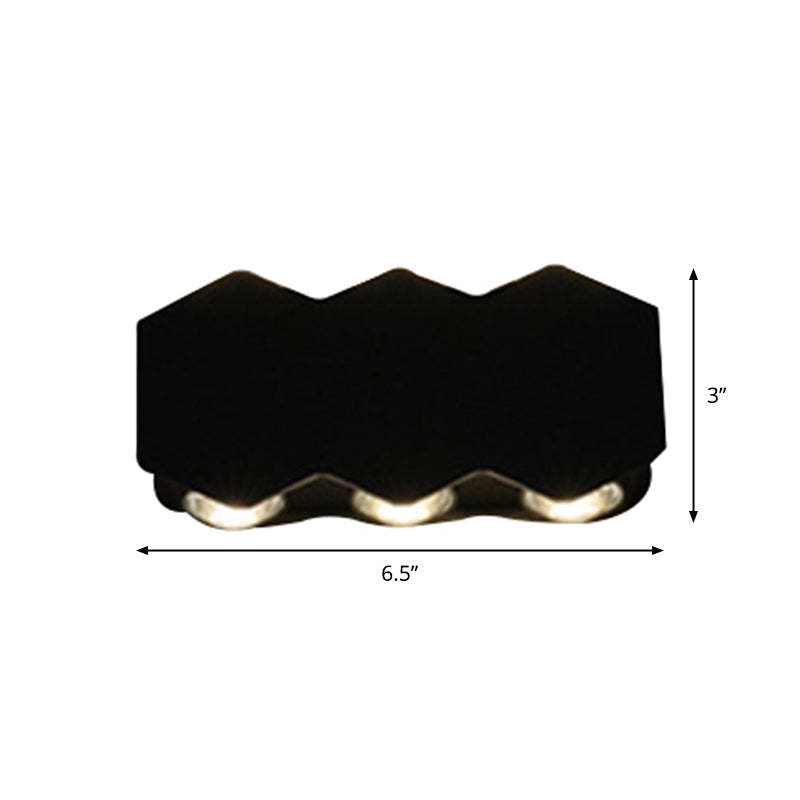 Nordic Metallic Mini Wandlamp - Ellips/Curve/Honingraat Design - 4/6-Lamp LED Wall Washer Sconce in Zwart voor Gangen